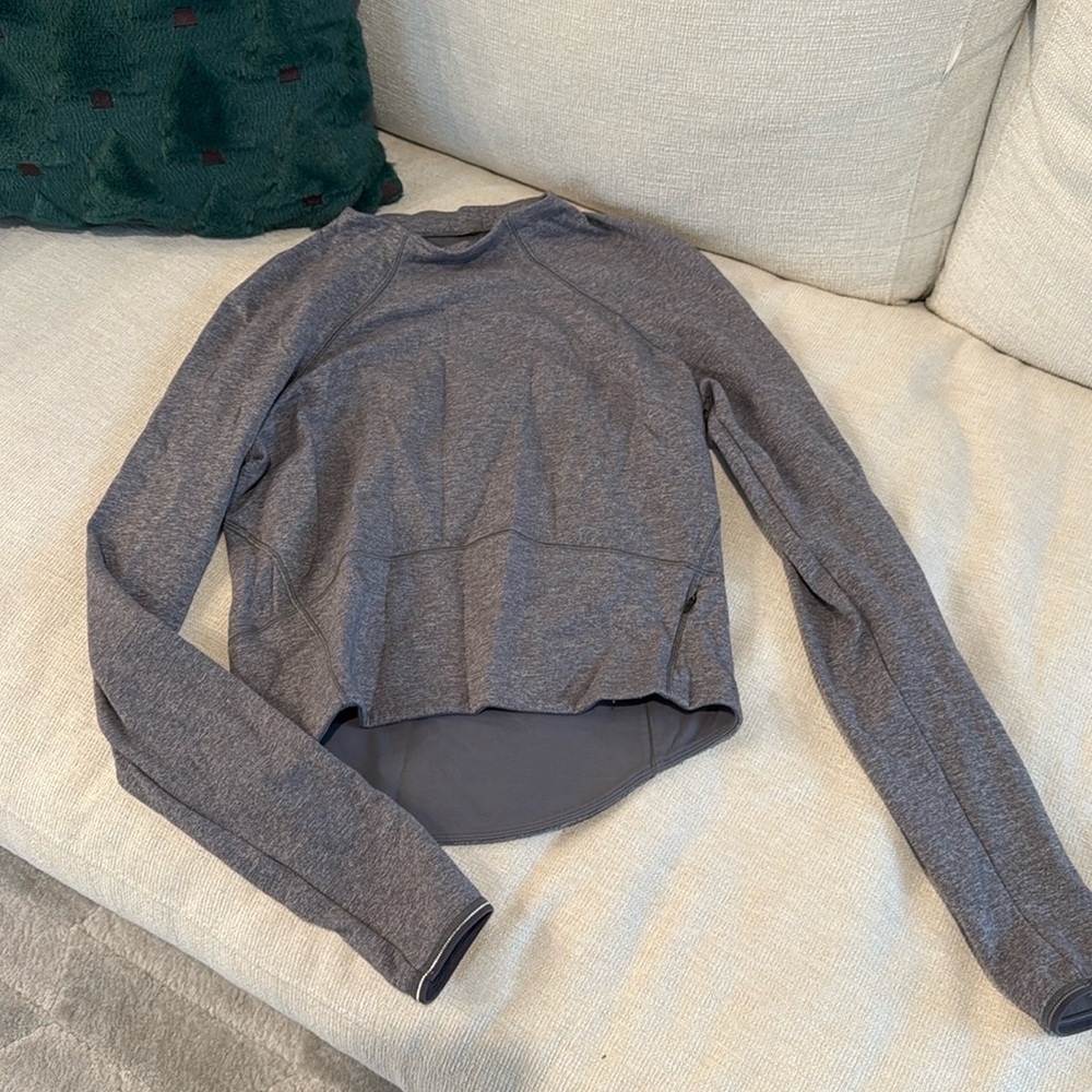 lululemon athletica Heathered Gray Long Sleeve Cropped Pullover